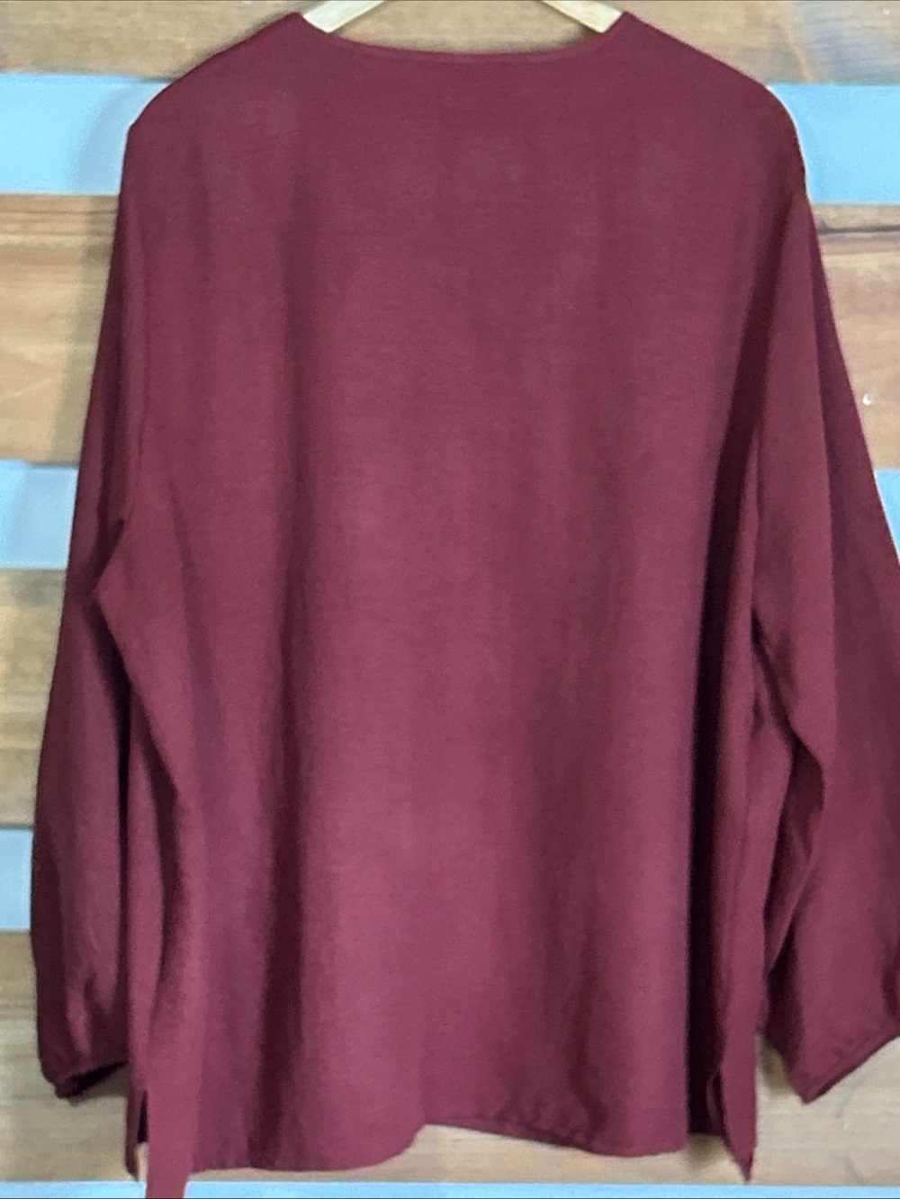 Shein Curve Burnt Rose Puff Elastic Sleeve Round Neck Buttons Women's Size 3X - Picture 2 of 10